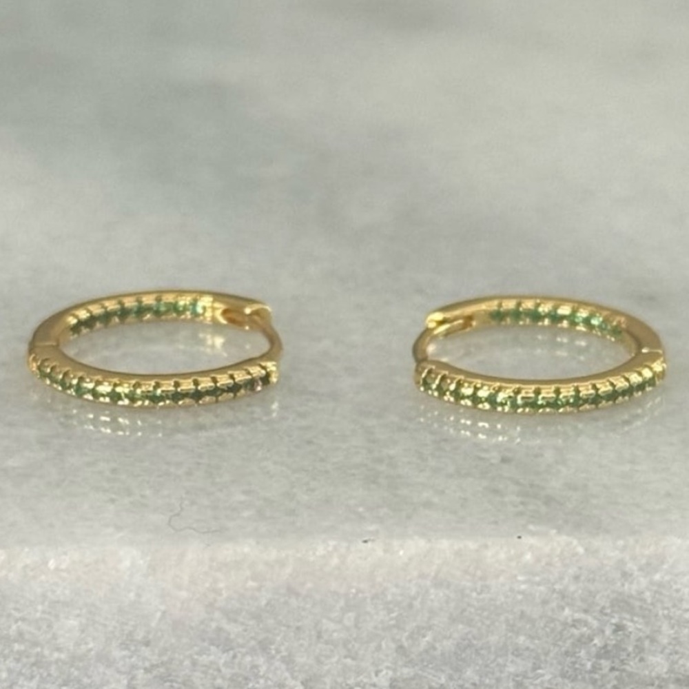 Gold Green Wrap Around Crystal Hoop Earrings 

Brand New